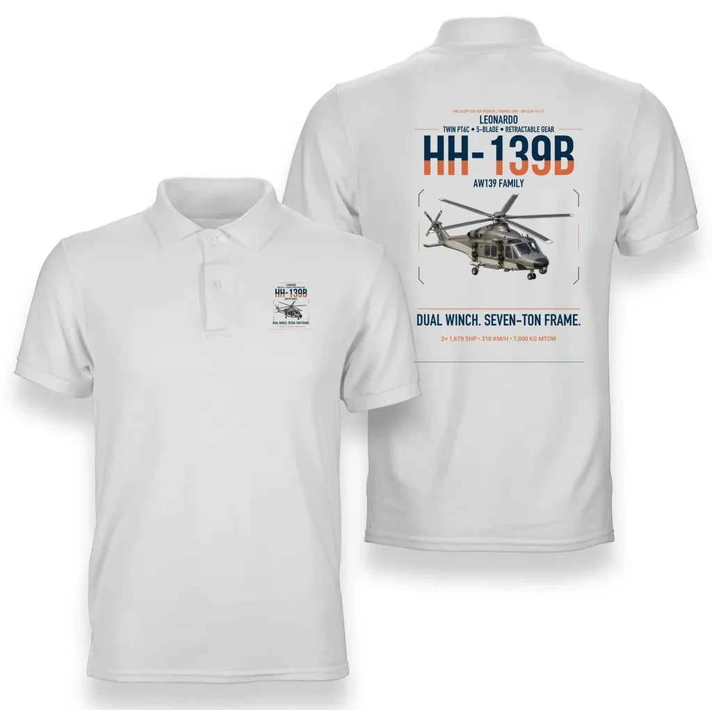 Leonardo HH-139B design on white double-side polo t-shirt, double-side print