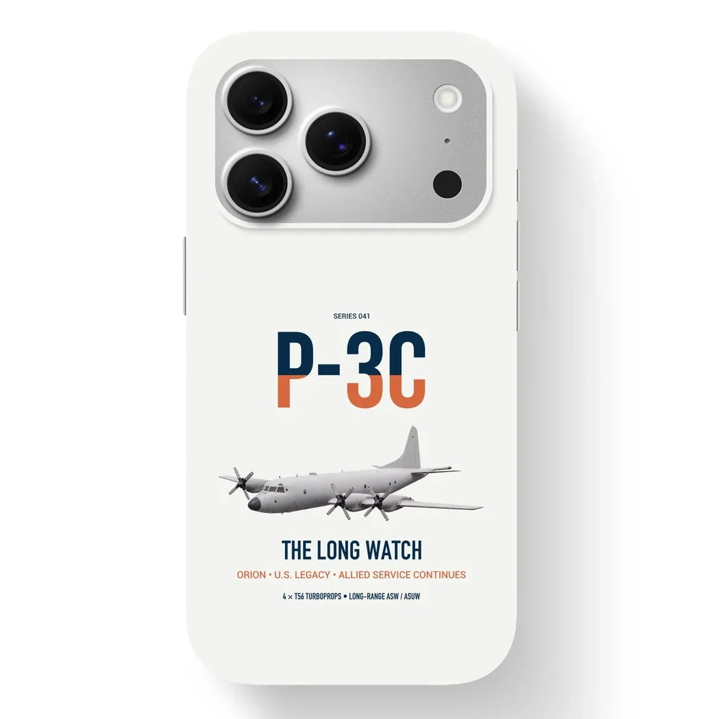 P-3C Orion design on white magsafe iphone case, for iPhone 17 Pro