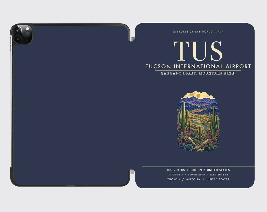 Tucson International Airport (TUS) design on navy blue ipad tablet case