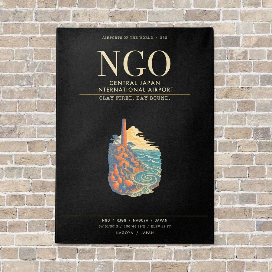Central Japan International Airport NGO - Canvas Framed - Black