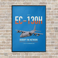 Thumbnail for EC-130H Compass Call vertical canvas print - framed - turquoise background