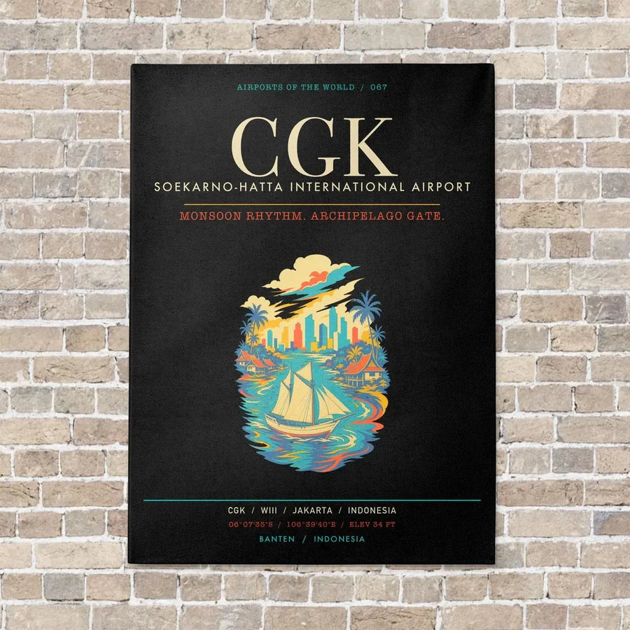 Jakarta Soekarno-Hatta International Airport CGK - Canvas Framed - Black