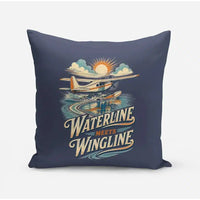 Thumbnail for Waterline Meets Wingline design on navy blue pillow