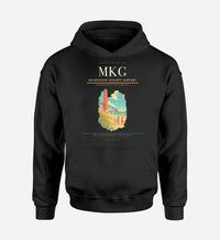 Thumbnail for Muskegon County Airport (MKG) design on black hoodie single-side print