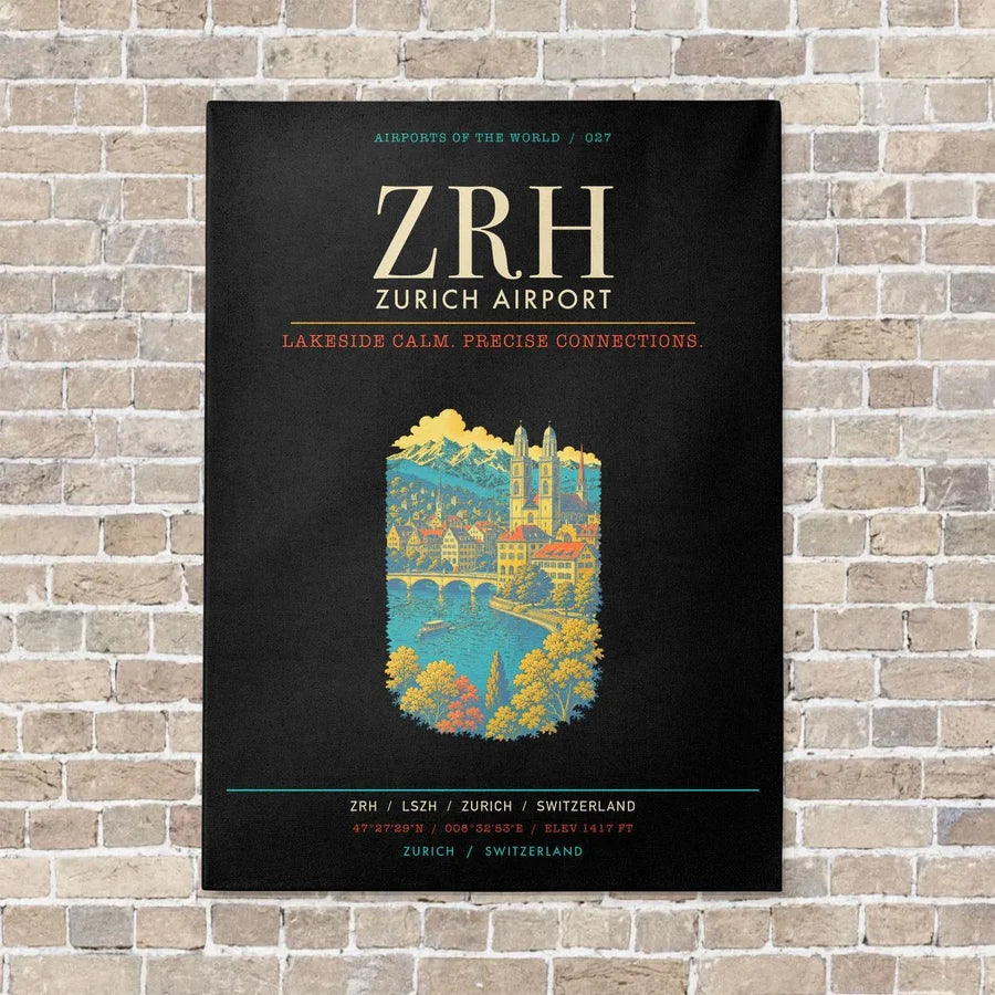 Zurich Airport ZRH - Canvas Framed - Black