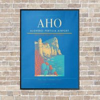 Thumbnail for Alghero–Fertilia Airport AHO - Canvas Framed - Turquoise
