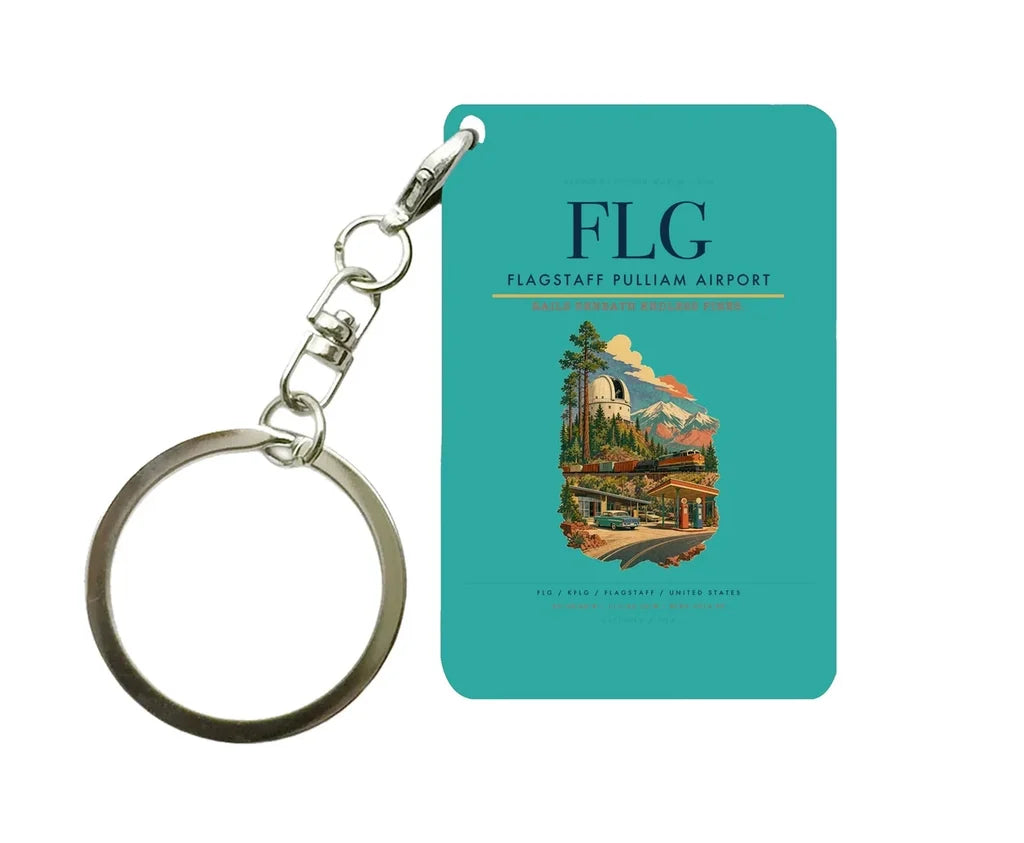 Flagstaff Pulliam Airport (FLG) design on turquoise key chain