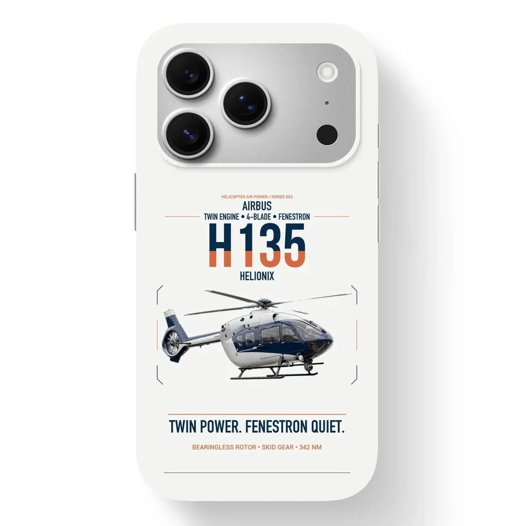 Airbus H135 design on white magsafe iphone case, for iPhone 17 Pro