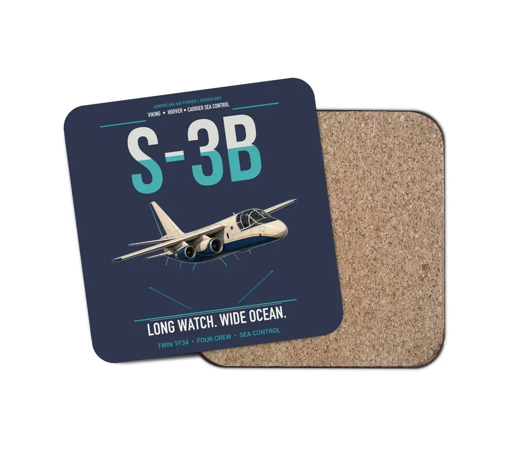 S-3B Viking design on navy blue 1 piece coaster