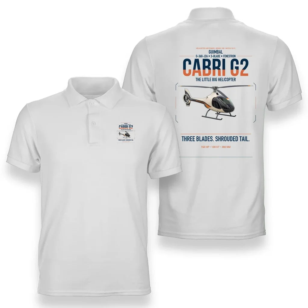 Guimbal Cabri G2 design on white double-side polo t-shirt, double-side print