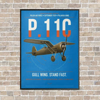 Thumbnail for PZL P.11c vertical canvas print - framed - turquoise background