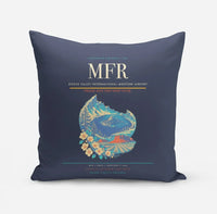 Thumbnail for Rogue Valley International–Medford Airport (MFR) design on navy blue pillow
