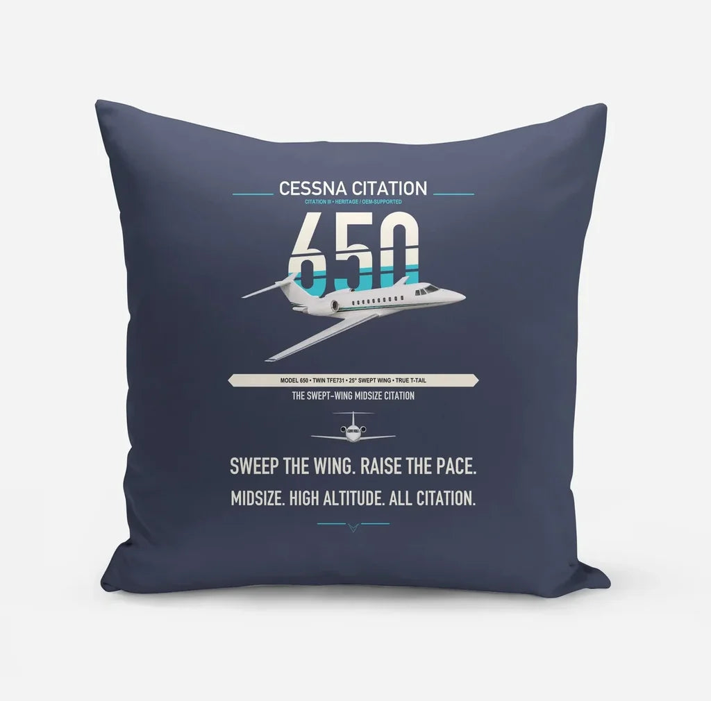 Cessna Citation 650 - Citation III design on navy blue pillow