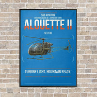 Thumbnail for Sud Aviation SE 3130 Alouette II vertical canvas print - framed - turquoise background