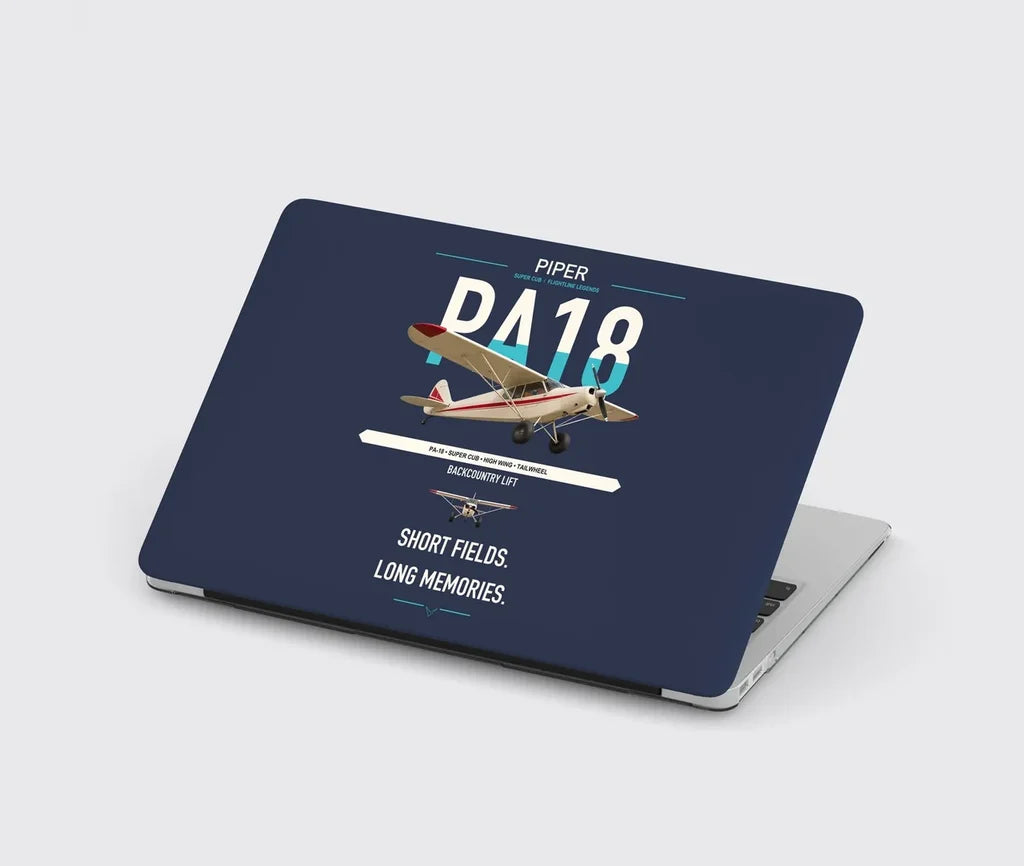 Piper PA-18 Super Cub design on navy blue MacBook case