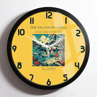 Thumbnail for VINTAGE G4154 - The Island Postbag - Designed Wall Clocks design on yellow framed