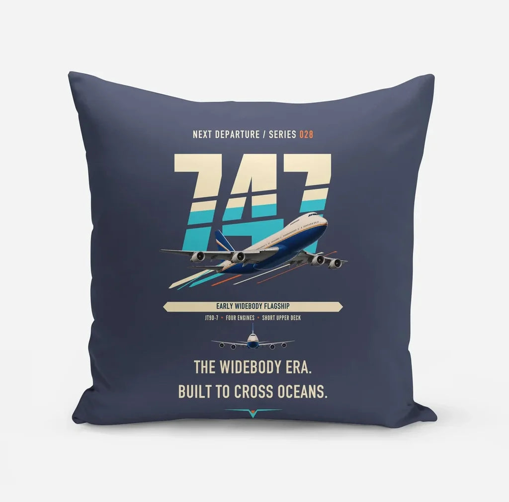 Boeing 747-200B design on navy blue pillow