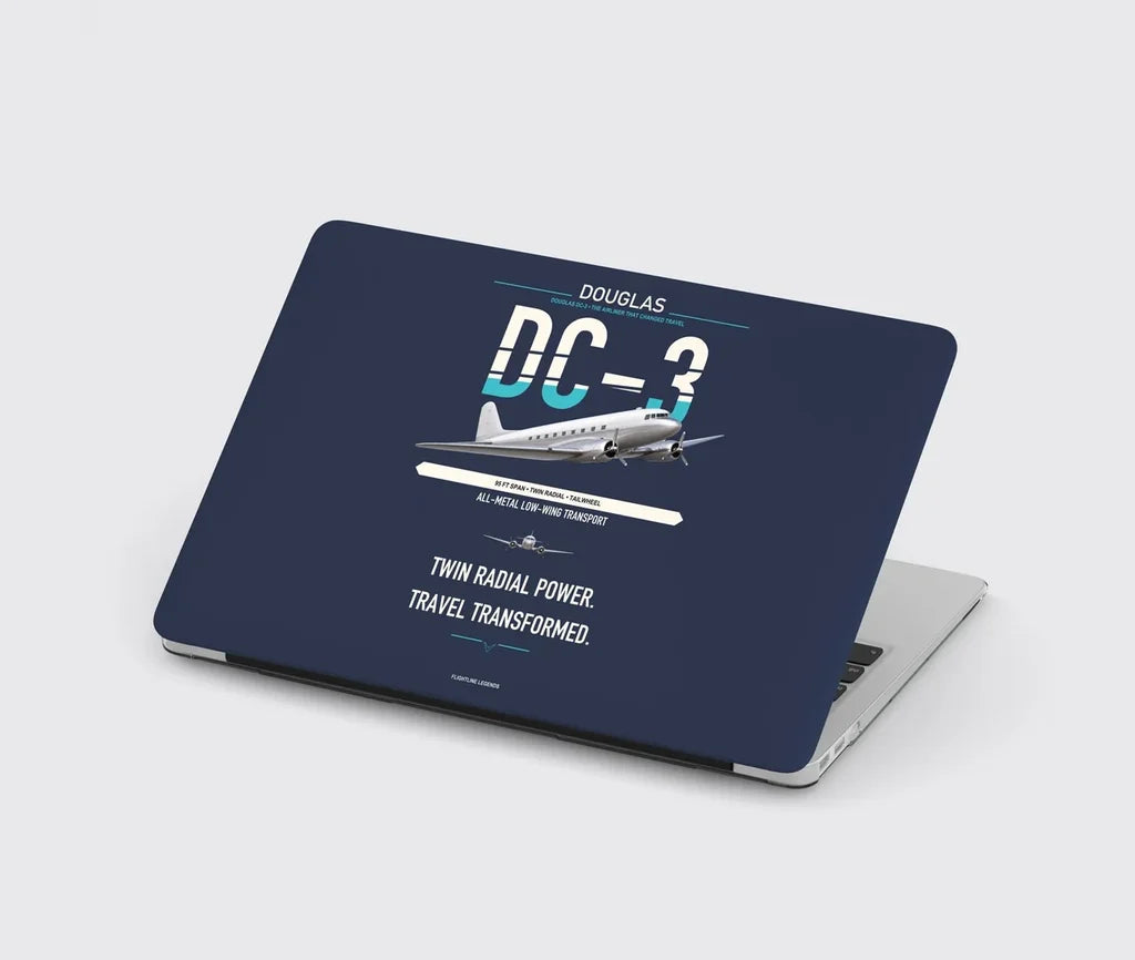 Douglas DC-3 design on navy blue MacBook case