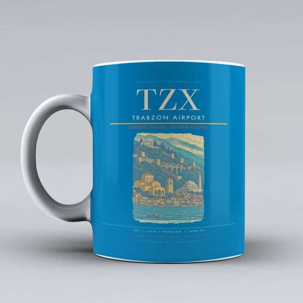 Airport TZX Mug design on turquoise trabzon