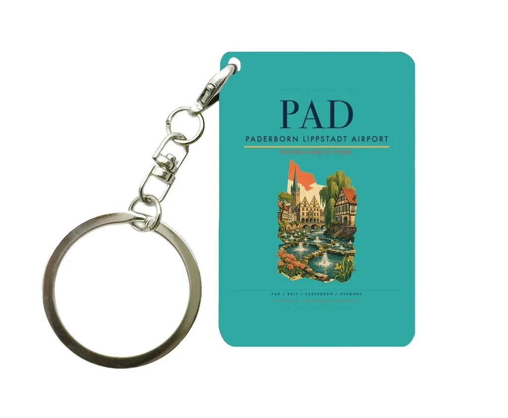 Paderborn Lippstadt Airport (PAD) design on turquoise key chain
