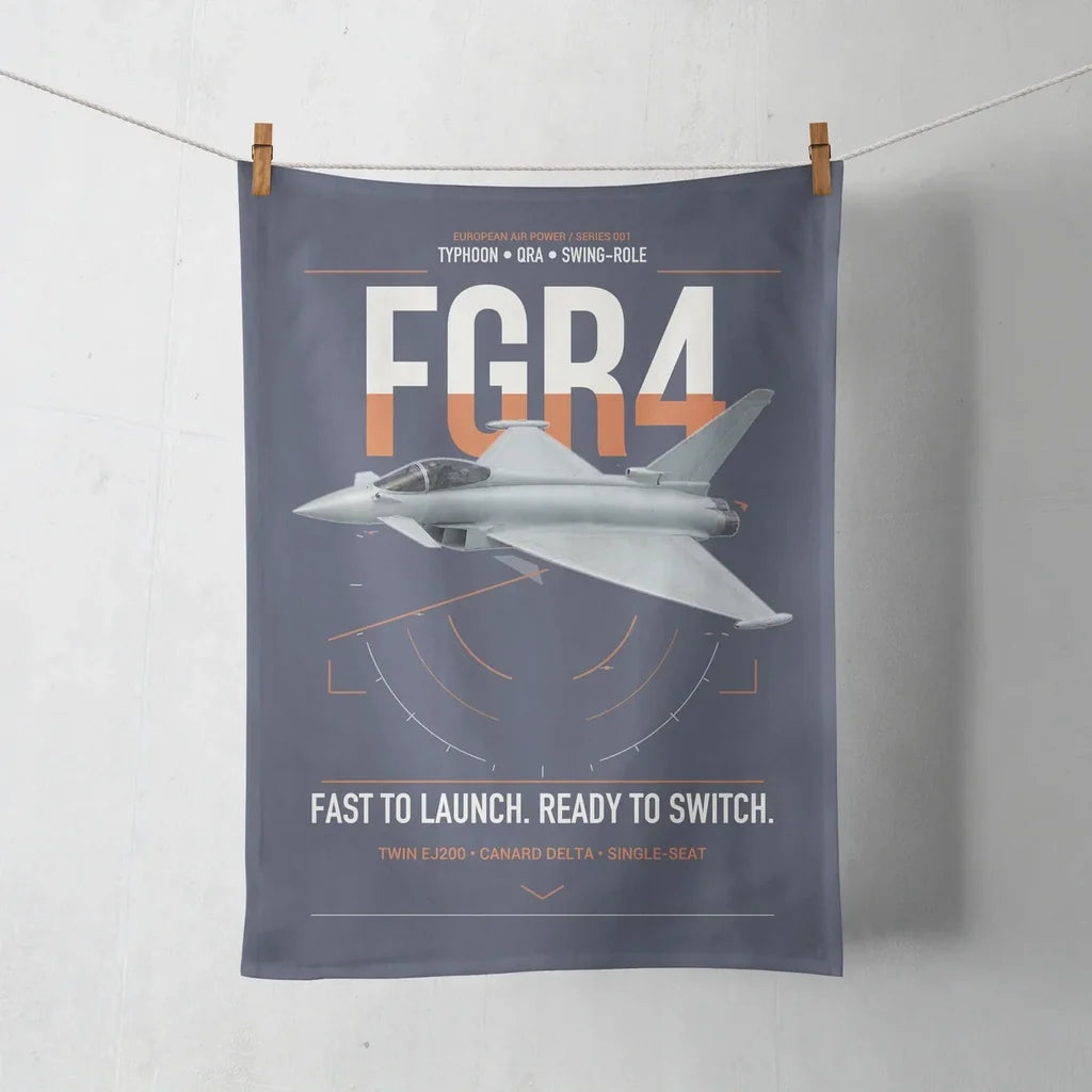 Eurofighter Typhoon FGR4 design on navy blue towel