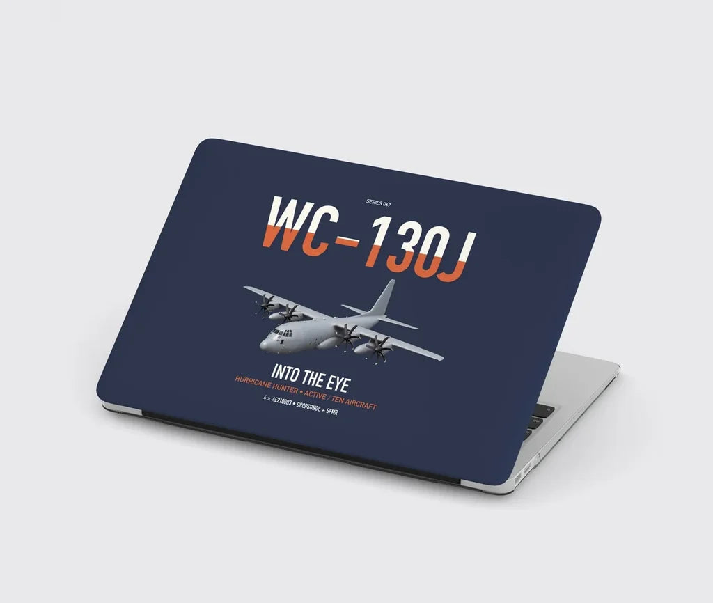 WC-130J Hurricane Hunter design on navy blue MacBook case
