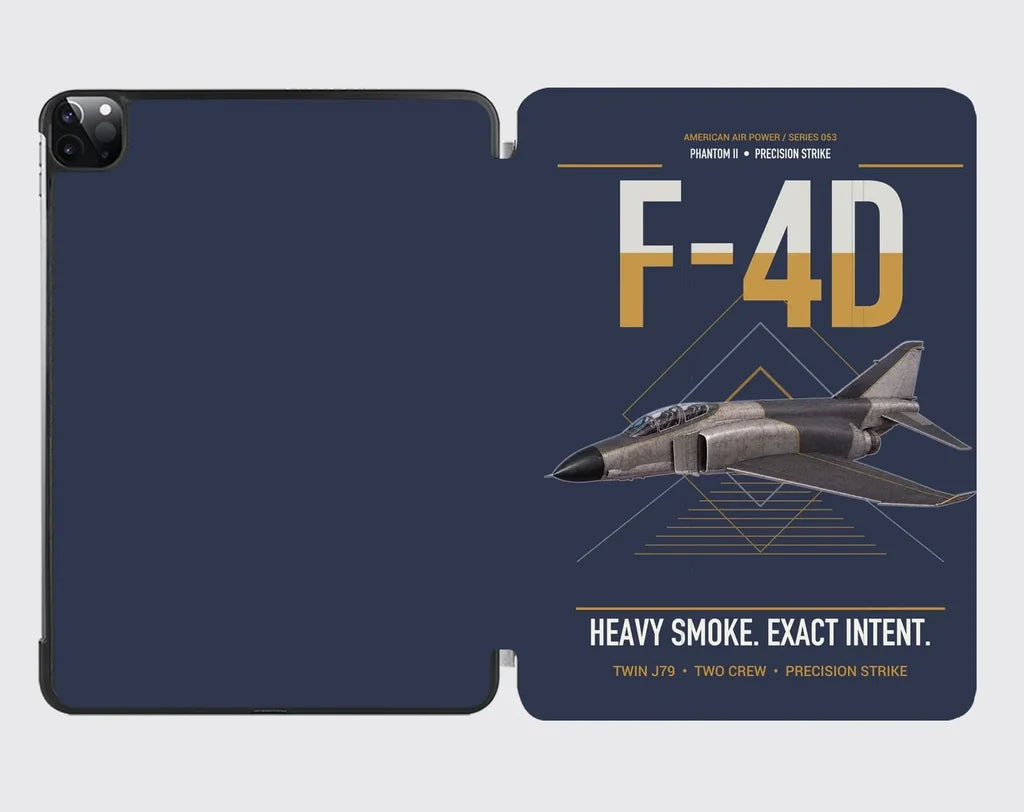 F-4D Phantom II design on navy blue ipad tablet case