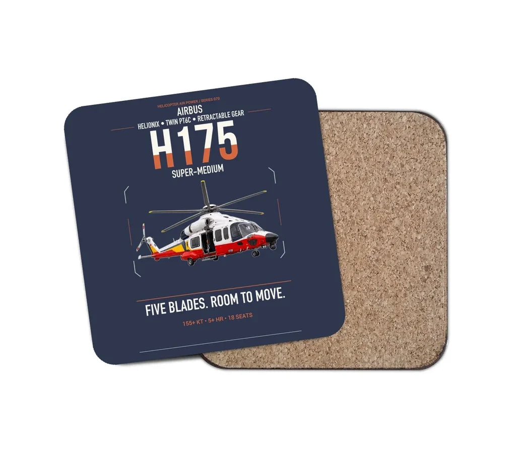 Airbus H175 design on navy blue 1 piece coaster
