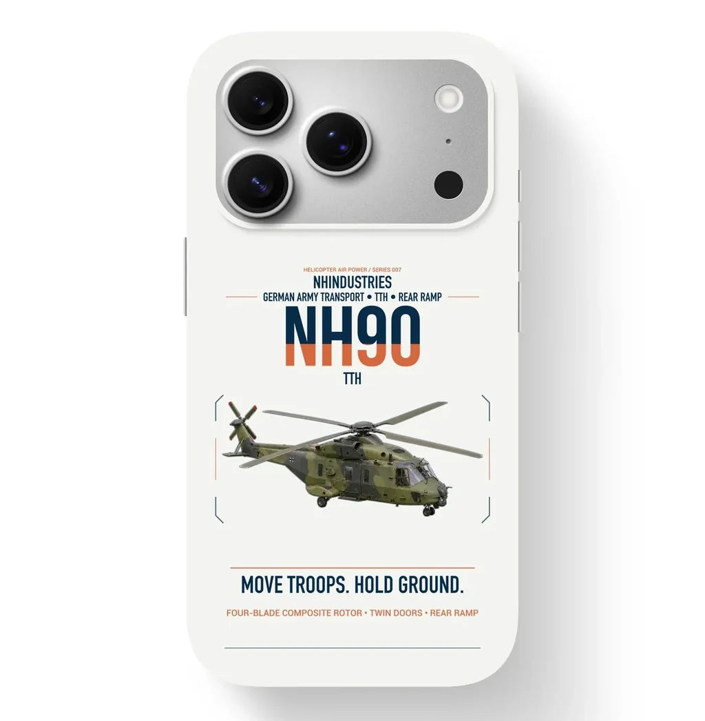 NHIndustries NH90 TTH design on white magsafe iphone case, for iPhone 17 Pro