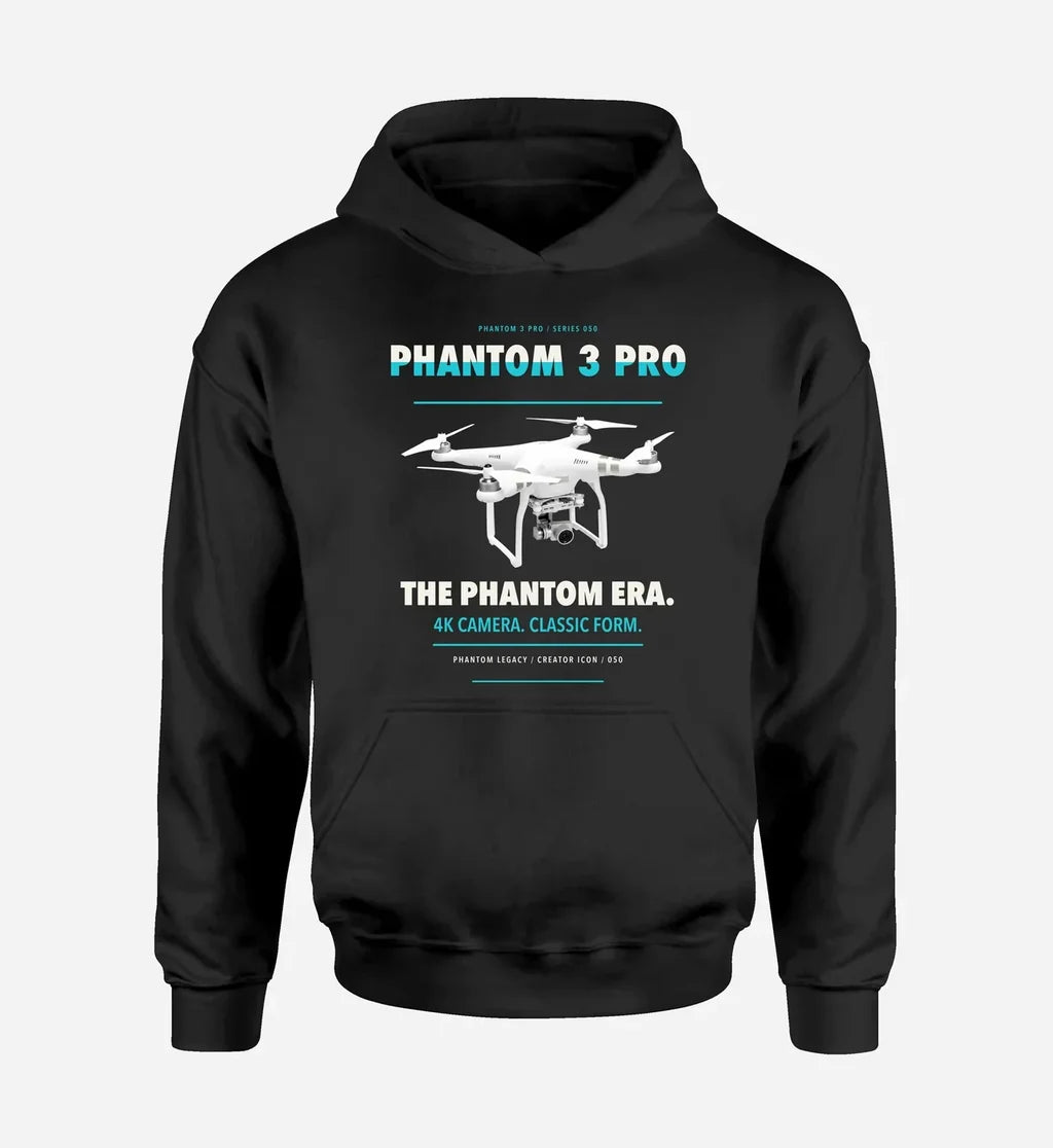 DJI Phantom 3 Professional design on black hoodie single side