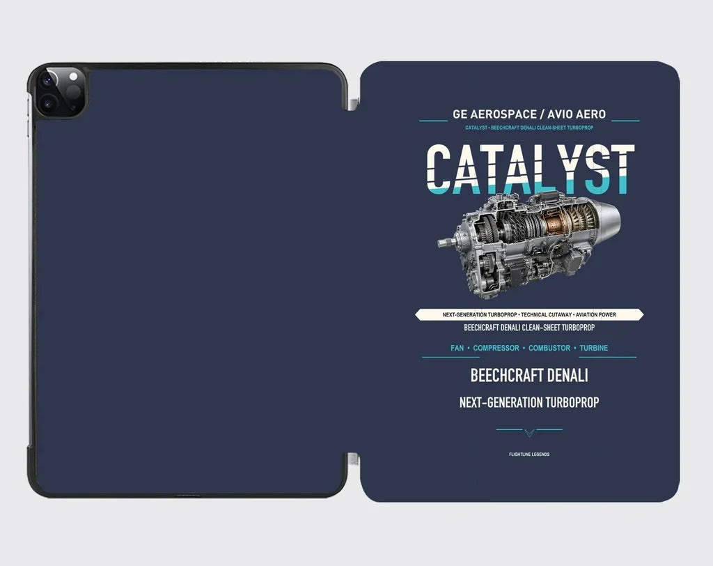 CATALYST design on navy blue ipad tablet case