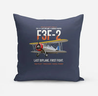 Thumbnail for F3F-2 Last Biplane First Fight design on navy blue pillow