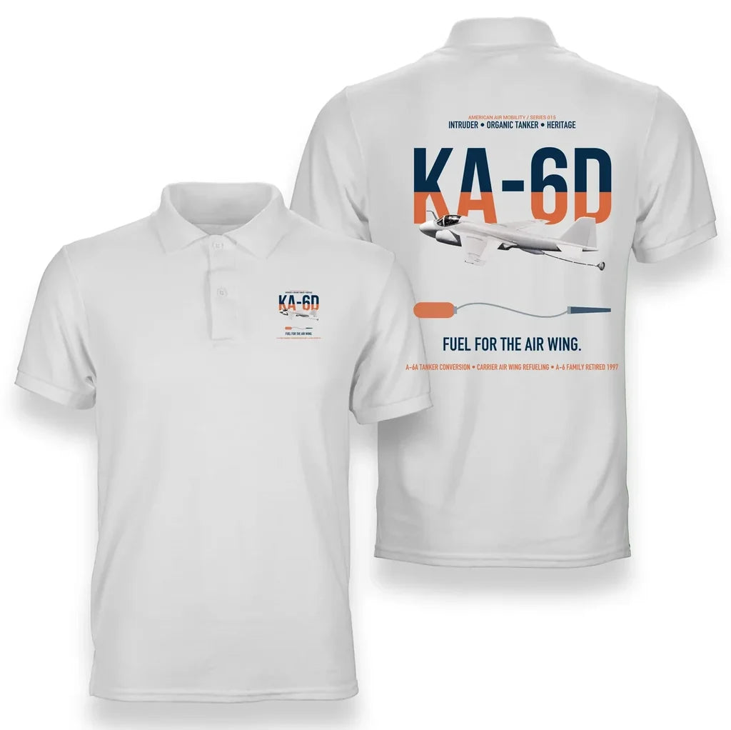 KA-6D Intruder design on white double-side polo t-shirt, double-side print