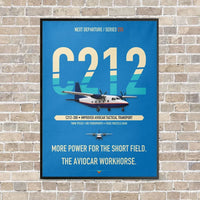 Thumbnail for CASA C-212-200 Aviocar vertical canvas print - framed - turquoise background