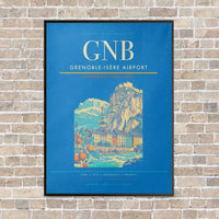 Thumbnail for Grenoble-Isère Airport GNB vertical canvas print - framed - turquoise background