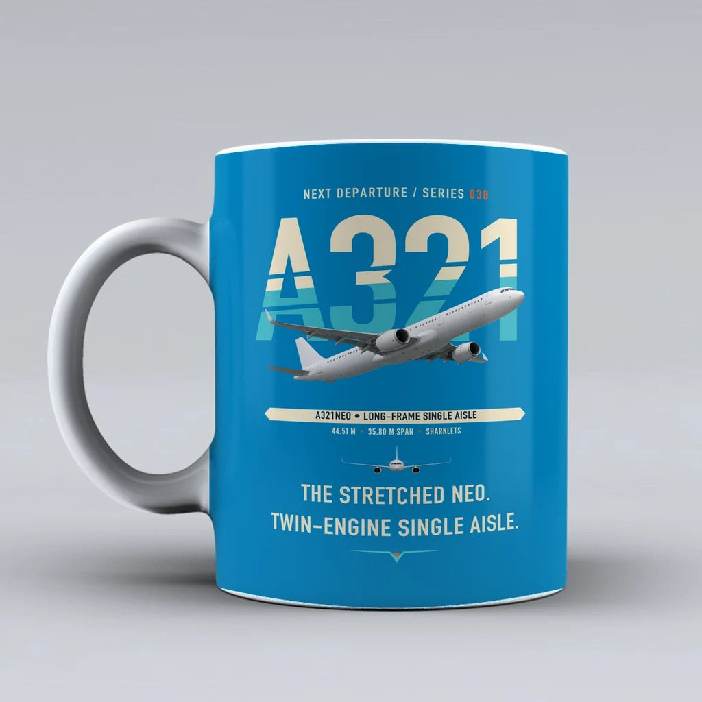 A321neo Mug design on turquoise airbus