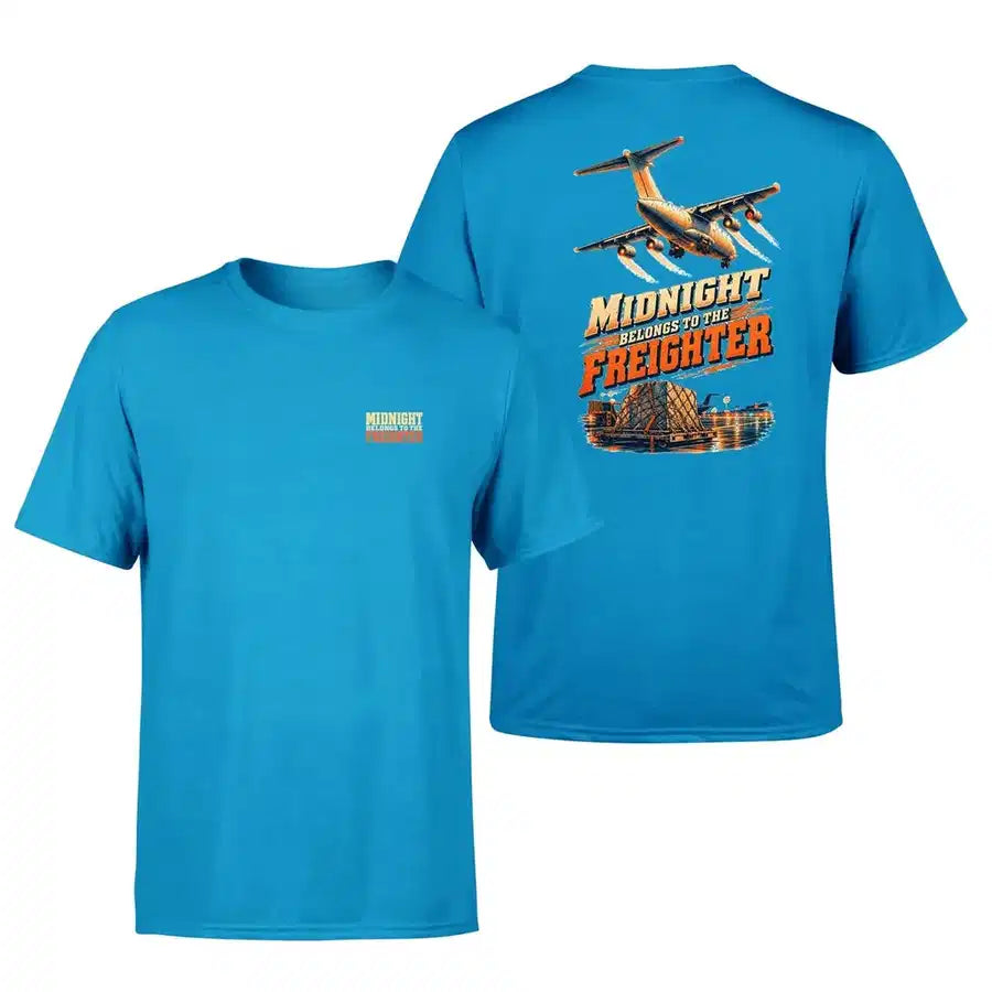 SIGNAL 670 - Midnight Belongs To The Freighter - Double-Side T-Shirt design on turquoise double side t shirt