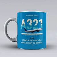 Thumbnail for A321LR Mug design on turquoise airbus