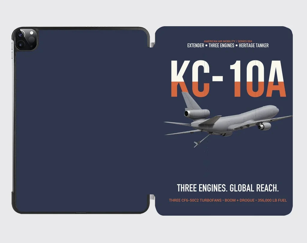 KC-10A EXTENDER design on navy blue ipad tablet case