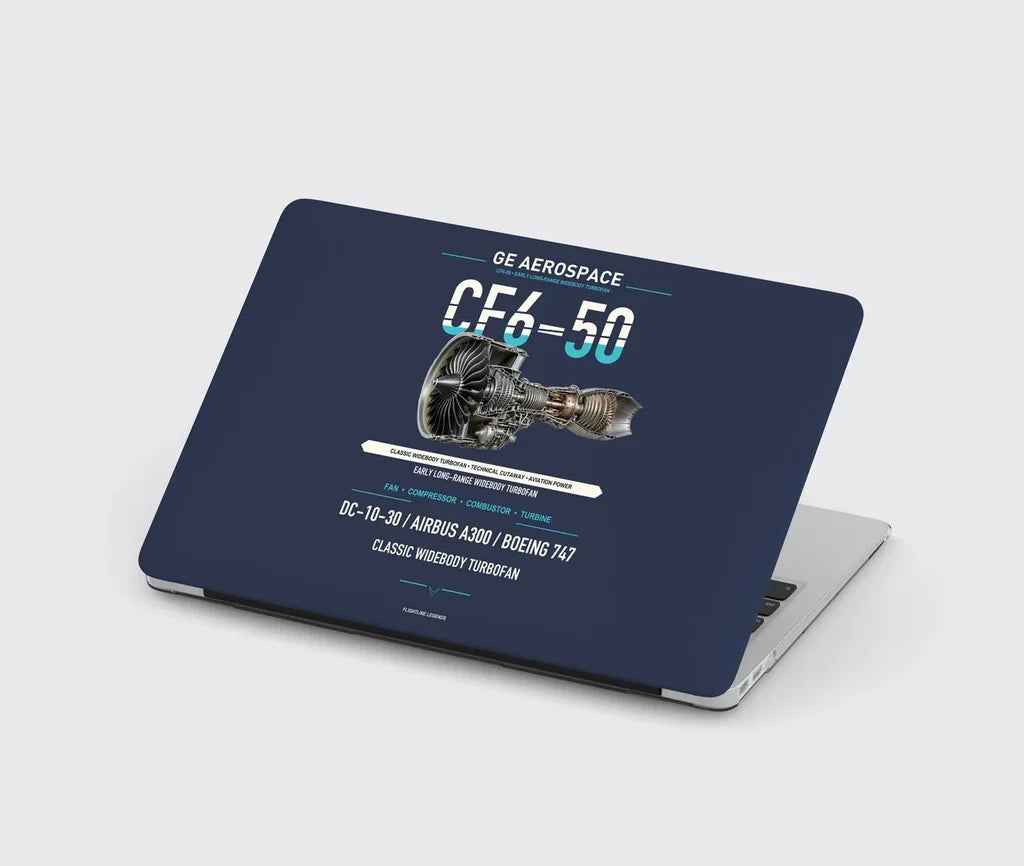 CF6-50 design on navy blue MacBook case