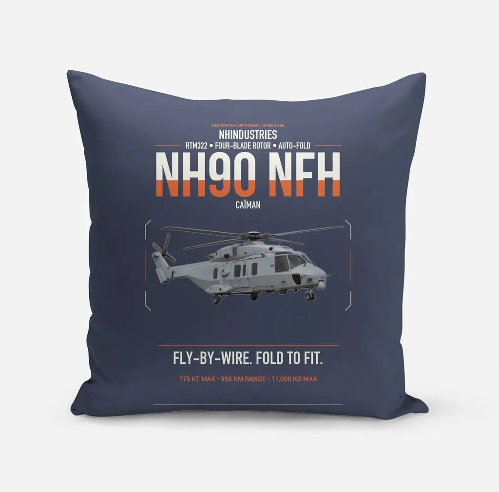 NHIndustries NH90 NFH Caïman design on navy blue pillow