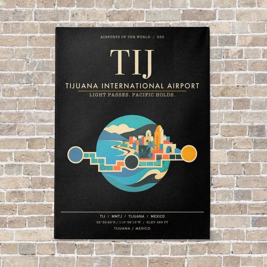 Tijuana International Airport TIJ - Canvas Framed - Black
