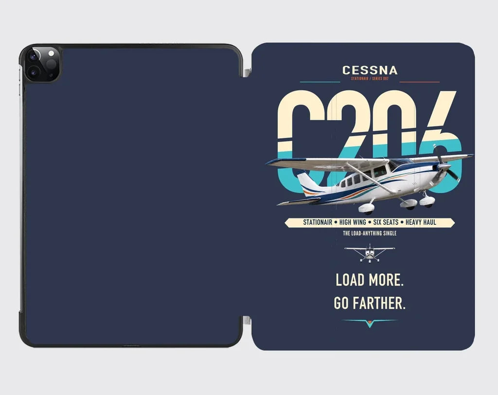 Cessna 206 Stationair design on navy blue ipad tablet case