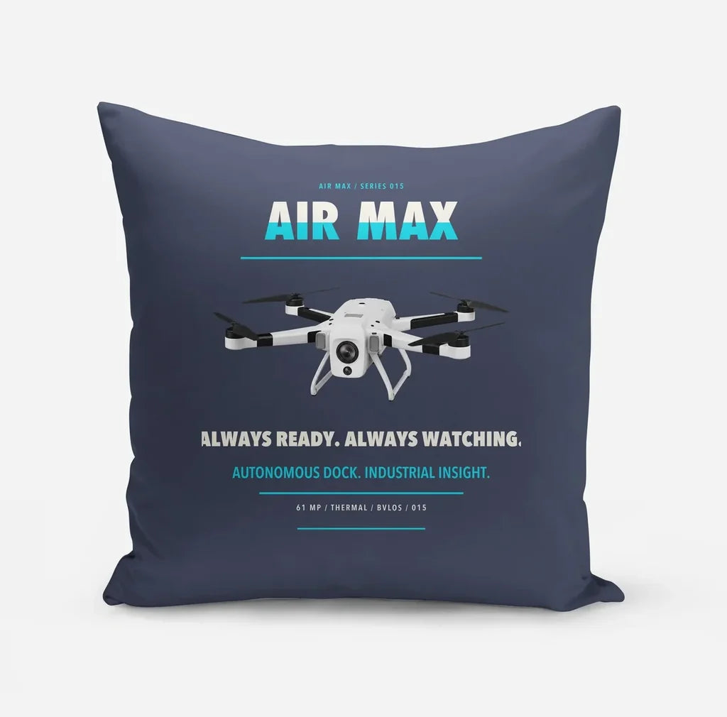 Percepto Air Max design on navy blue pillow