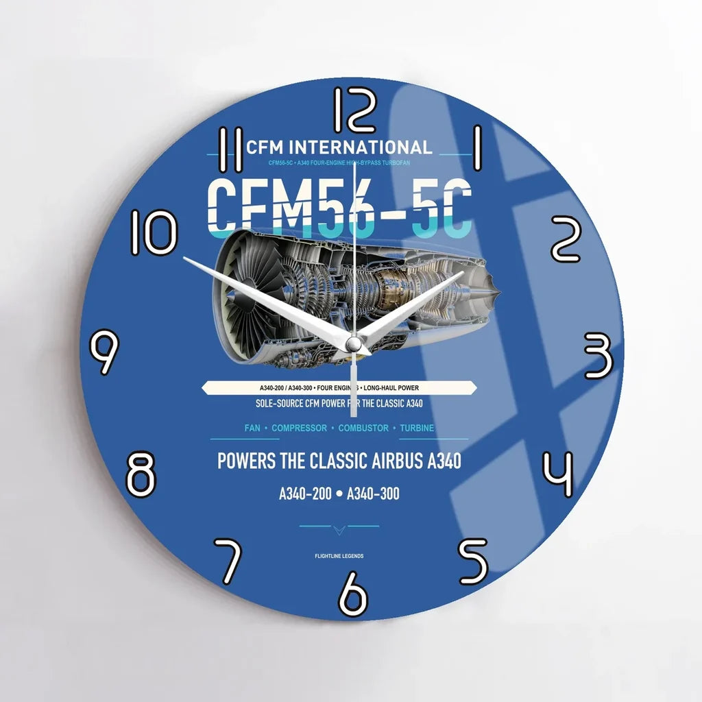 CFM56-5C design on blue no frame wall clock