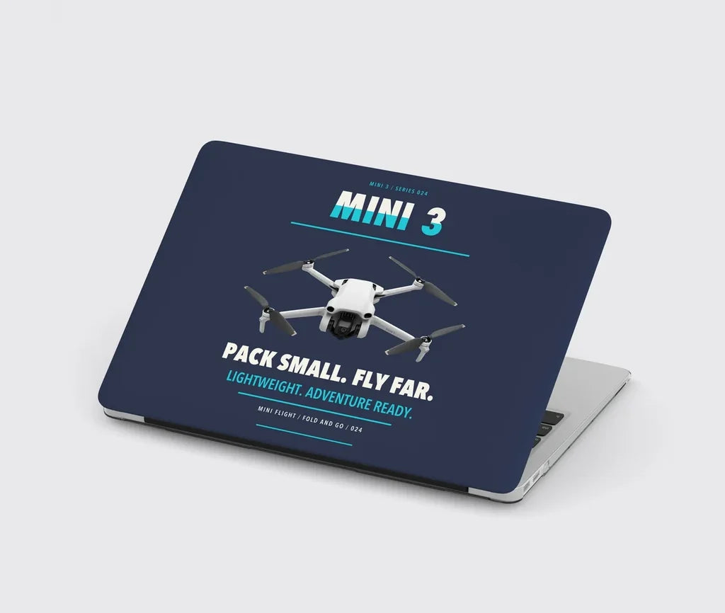 DJI Mini 3 design on navy blue MacBook case