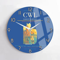 Thumbnail for Cardiff Airport (CWL) design on blue no frame wall clock
