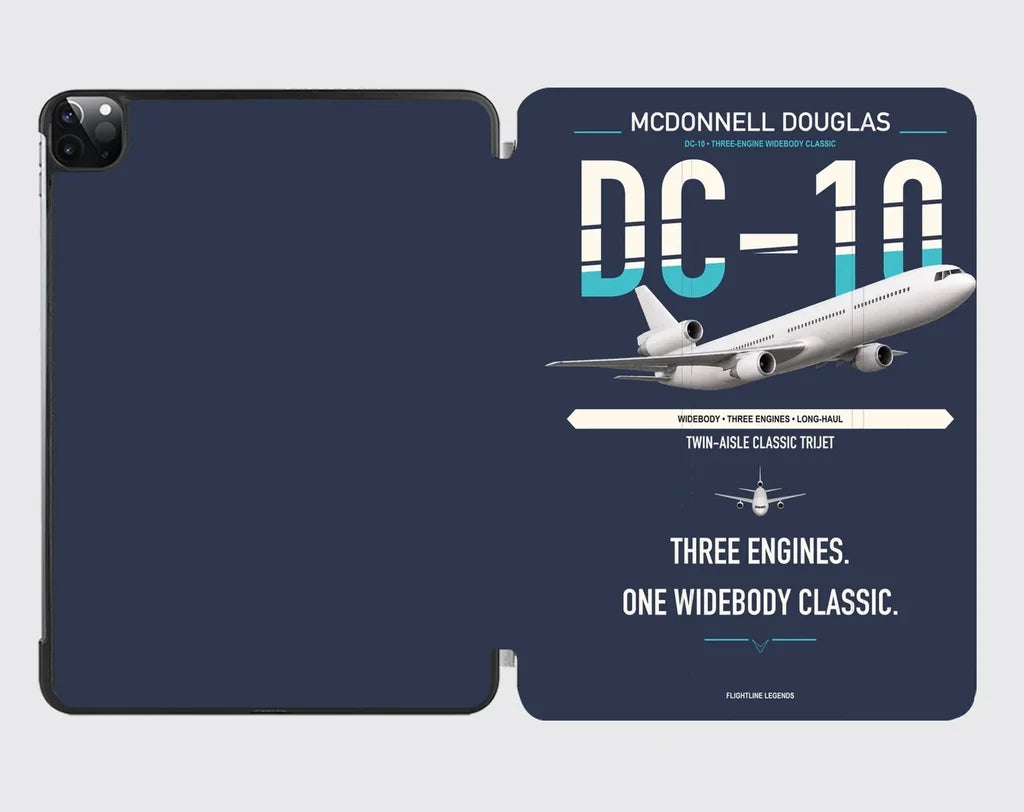 McDonnell Douglas DC-10 design on navy blue ipad tablet case
