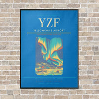 Thumbnail for Yellowknife Airport YZF vertical canvas print - framed - turquoise background