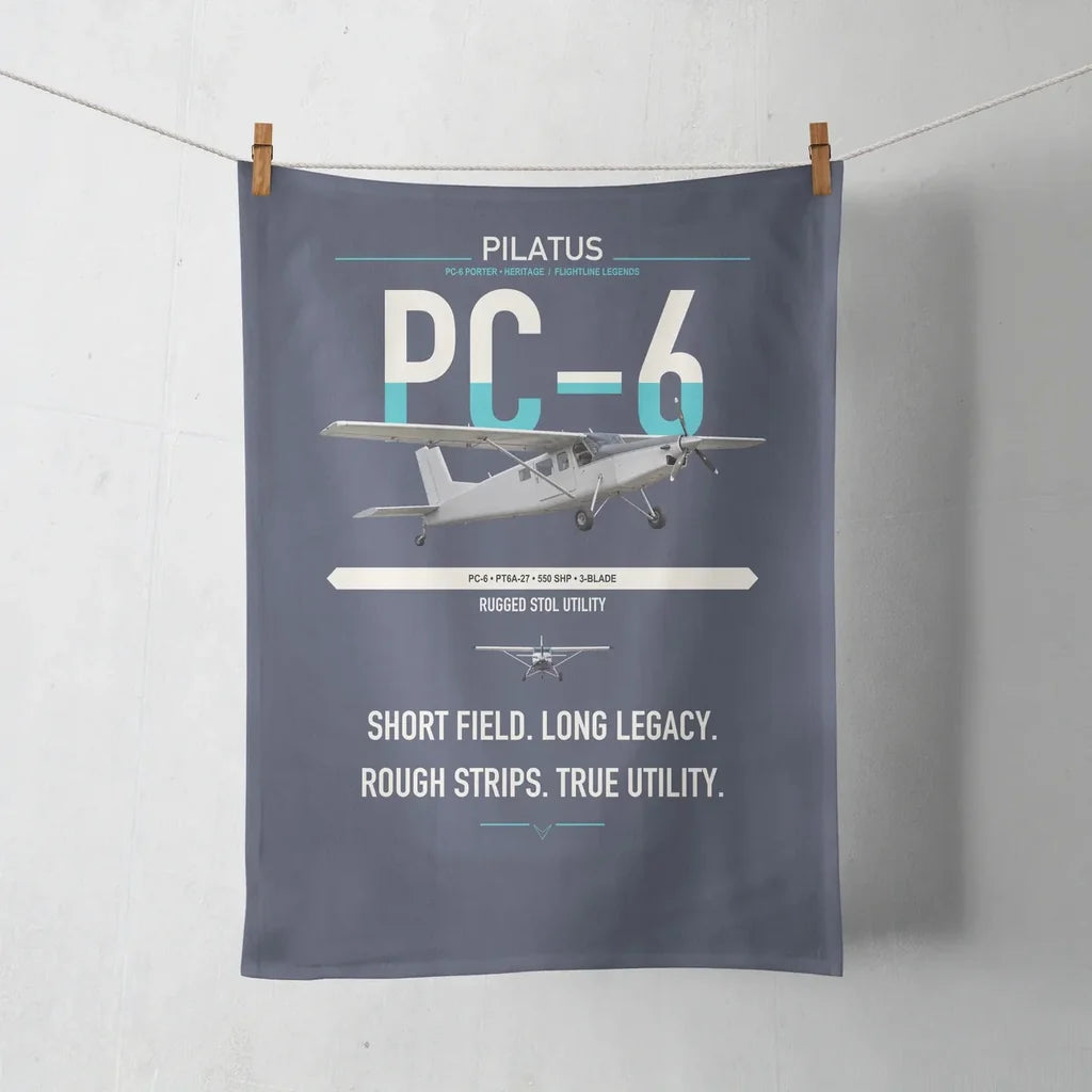 Pilatus PC-6 Porter design on navy blue towel